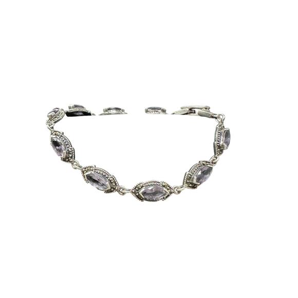 Vintage Sterling Silver With Light Purple Stones Wrap Bracelet